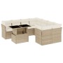 Set de sofás de jardín 9 pzas con cojines ratán sintético beige de , Conjuntos de jardín - Ref: Foro24-3266428, Precio: 633,6...