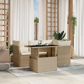 Juego de sofás jardín con cojines 5 pzas ratán sintético beige de , Conjuntos de jardín - Ref: Foro24-3266558, Precio: 394,62...