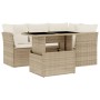 Juego de sofás jardín con cojines 5 pzas ratán sintético beige de , Conjuntos de jardín - Ref: Foro24-3266558, Precio: 394,62...