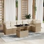 Set sofás de jardín 7 piezas y cojines ratán sintético beige de , Conjuntos de jardín - Ref: Foro24-3266598, Precio: 497,24 €...