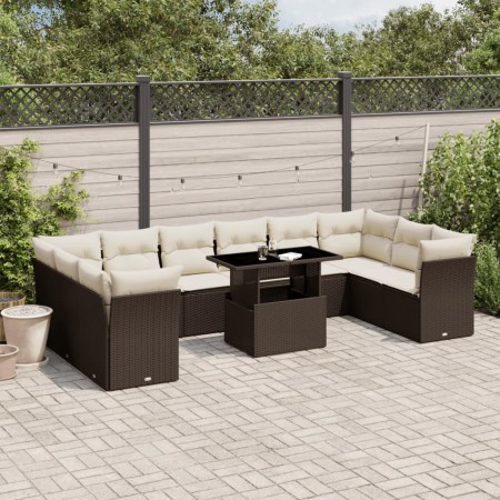 Set de sofás de jardín 11 pzas cojines ratán sintético marrón de , Conjuntos de jardín - Ref: Foro24-3266863, Precio: 763,33 ...
