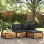 Taburete de jardín con cojín madera acacia 68x68x30 cm de , Sofás modulares de exterior - Ref: Foro24-367640, Precio: 112,03 ...