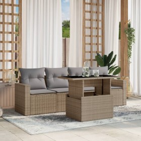 Juego de sofás jardín con cojines 5 pzas ratán sintético beige de , Conjuntos de jardín - Ref: Foro24-3267099, Precio: 353,43...