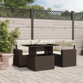 Set comedor de jardín 5 piezas y cojines ratán sintético marrón de , Conjuntos de jardín - Ref: Foro24-3267253, Precio: 389,2...