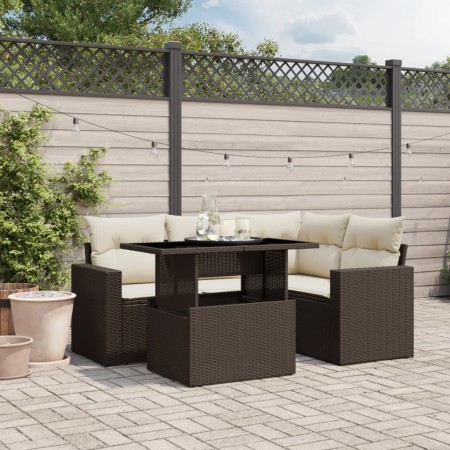 Set comedor de jardín 5 piezas y cojines ratán sintético marrón de , Conjuntos de jardín - Ref: Foro24-3267253, Precio: 389,2...