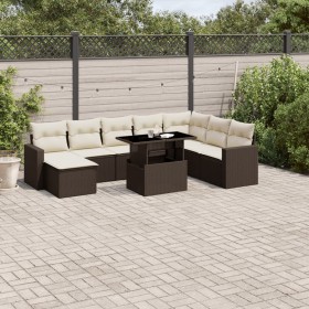 Set de sofás de jardín 9 pzas y cojines ratán sintético marrón de , Conjuntos de jardín - Ref: Foro24-3267473, Precio: 604,26...