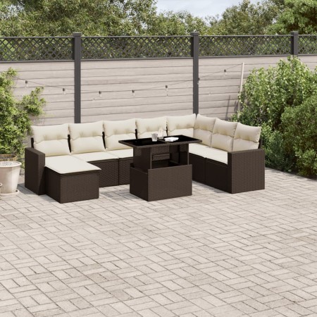 Set de sofás de jardín 9 pzas y cojines ratán sintético marrón de , Conjuntos de jardín - Ref: Foro24-3267473, Precio: 604,26...