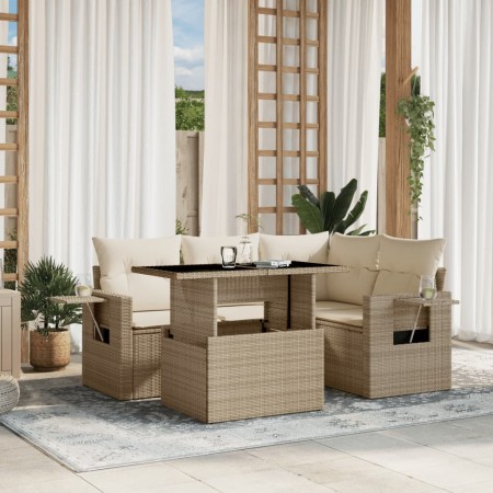 Juego de sofás jardín con cojines 5 pzas ratán sintético beige de , Conjuntos de jardín - Ref: Foro24-3267878, Precio: 396,11...