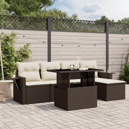 Set sofás de jardín 6 piezas y cojines ratán sintético marrón de , Conjuntos de jardín - Ref: Foro24-3267873, Precio: 400,23 ...