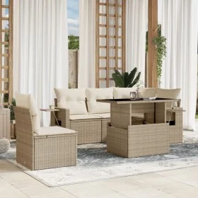 Garden sofa set with 6-piece synthetic rattan beige cushions by , Garden sets - Ref: Foro24-3267908, Price: 482,37 €, Discoun...