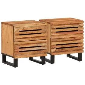 Mesitas de noche 2 uds madera maciza de acacia 40x34x46 cm de , Mesitas de noche - Ref: Foro24-377429, Precio: 129,93 €, Desc...