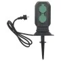 Outdoor plug with 4-way stake, black and green, 15.5x11x24 cm. by , wall sockets - Ref: Foro24-4010101, Price: 25,89 €, Disco...