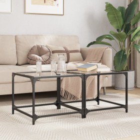 Mesas de centro 2 uds vidrio transparente y acero 50x50x40 cm de , Mesas de centro - Ref: Foro24-845967, Precio: 48,51 €, Des...