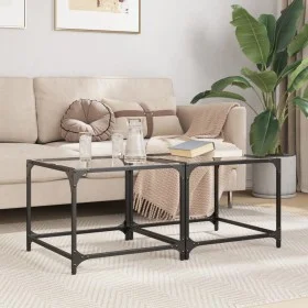 Mesas de centro 2 uds vidrio transparente y acero 50x50x40 cm de , Mesas de centro - Ref: Foro24-845967, Precio: 47,88 €, Des...
