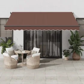 Manual retractable brown awning 400x350 cm by , Awnings - Ref: Foro24-3215403, Price: 337,38 €, Discount: %