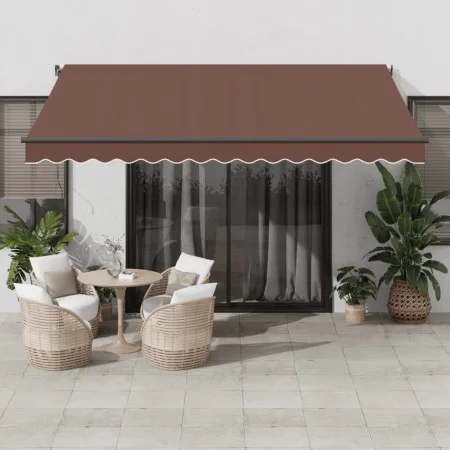 Toldo retráctil manual marrón 400x350 cm de , Toldos - Ref: Foro24-3215403, Precio: 337,38 €, Descuento: %