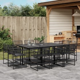 Set de comedor de jardín 11 pzas ratán sintético negro de , Conjuntos de jardín - Ref: Foro24-3295039, Precio: 594,53 €, Desc...