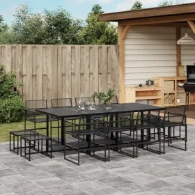 13-teiliges Gartensitzgruppen-Set aus schwarzem Kunststoff-Rattan von , Gartensets - Ref: Foro24-3295045, Preis: 674,20 €, Ra...
