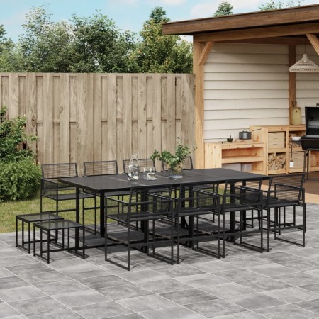 Set de comedor de jardín 13 pzas ratán sintético negro de , Conjuntos de jardín - Ref: Foro24-3295045, Precio: 683,12 €, Desc...
