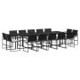 Set comedor de jardín con cojines 15 pzas ratán sintético negro de , Conjuntos de jardín - Ref: Foro24-3295066, Precio: 871,8...