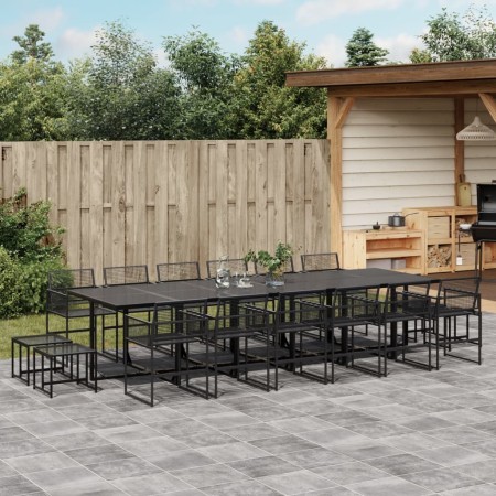 Set de comedor de jardín 17 pzas ratán sintético negro de , Conjuntos de jardín - Ref: Foro24-3295047, Precio: 943,57 €, Desc...