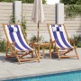 Silla playa plegable madera maciza eucalipto y tela azul blanco de , Sillas de jardín - Ref: Foro24-366563, Precio: 81,53 €, ...