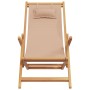 Silla de playa plegable madera maciza de eucalipto y tela taupe de , Sillas de jardín - Ref: Foro24-366561, Precio: 94,25 €, ...