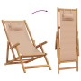 Silla de playa plegable madera maciza de eucalipto y tela taupe de , Sillas de jardín - Ref: Foro24-366561, Precio: 94,25 €, ...
