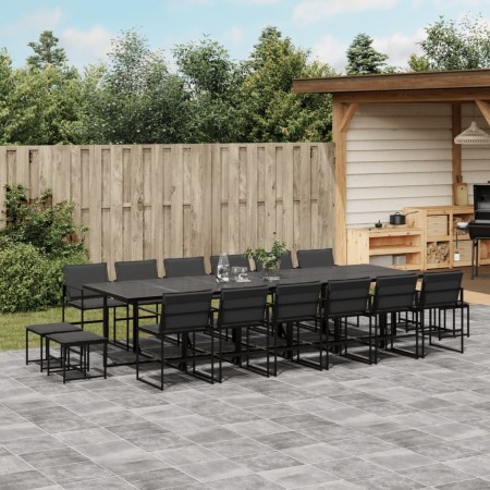 Juego de comedor de jardín 17 pzas con cojines textileno negro de , Conjuntos de jardín - Ref: Foro24-3295087, Precio: 899,36...