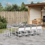Juego de comedor de jardín 13 pzas con cojines textilene blanco de , Conjuntos de jardín - Ref: Foro24-3295100, Precio: 601,7...