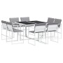 Juego de comedor de jardín 9 pzas con cojines textilene blanco de , Conjuntos de jardín - Ref: Foro24-3295093, Precio: 418,91...
