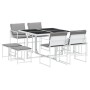 Juego de comedor de jardín 9 pzas con cojines textilene blanco de , Conjuntos de jardín - Ref: Foro24-3295098, Precio: 342,36...