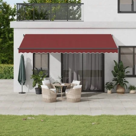 Manual retractable awning with LED lights burgundy 500x300 cm by , Awnings - Ref: Foro24-3310195, Price: 419,59 €, Discount: %