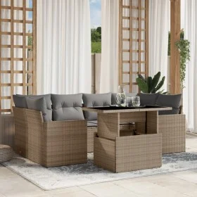 Set sofás de jardín 7 piezas y cojines ratán sintético beige de , Conjuntos de jardín - Ref: Foro24-3267129, Precio: 482,26 €...