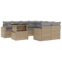 Set de sofás de jardín 9 pzas con cojines ratán sintético beige de , Conjuntos de jardín - Ref: Foro24-3267169, Precio: 583,2...