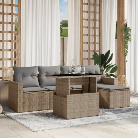 Juego de sofás jardín con cojines 6 pzas ratán sintético beige de , Conjuntos de jardín - Ref: Foro24-3267239, Precio: 388,91...