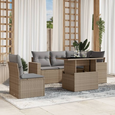 Juego de sofás jardín con cojines 6 pzas ratán sintético beige de , Conjuntos de jardín - Ref: Foro24-3267279, Precio: 428,85...