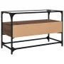 Mueble TV cristal y madera ingeniería marrón roble 80x35x51 cm de , Muebles TV - Ref: Foro24-846063, Precio: 68,28 €, Descuen...