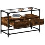 Mueble TV cristal y madera ingeniería roble ahumado 80x35x51 cm de , Muebles TV - Ref: Foro24-846061, Precio: 67,00 €, Descue...