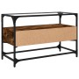 Mueble TV cristal y madera ingeniería roble ahumado 80x35x51 cm de , Muebles TV - Ref: Foro24-846061, Precio: 67,00 €, Descue...
