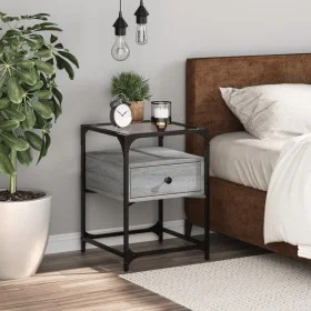 Mesita de noche madera de ingeniería gris Sonoma 40x40x55 cm de , Mesitas de noche - Ref: Foro24-846080, Precio: 59,60 €, Des...