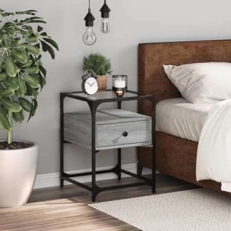 Mesita de noche madera de ingeniería gris Sonoma 40x40x55 cm de , Mesitas de noche - Ref: Foro24-846080, Precio: 60,55 €, Des...