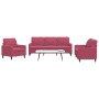 Juego de sofás con cojines 3 piezas terciopelo rojo tinto de , Sofás - Ref: Foro24-3278355, Precio: 631,66 €, Descuento: %