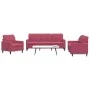 Three-piece velvet burgundy sofa set with cushions by , Sofas - Ref: Foro24-3278355, Price: 621,20 €, Discount: %