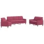 Juego de sofás con cojines 3 piezas terciopelo rojo tinto de , Sofás - Ref: Foro24-3278355, Precio: 621,20 €, Descuento: %