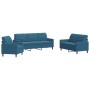 Juego de sofás con cojines 3 piezas terciopelo azul de , Sofás - Ref: Foro24-3278360, Precio: 708,58 €, Descuento: %