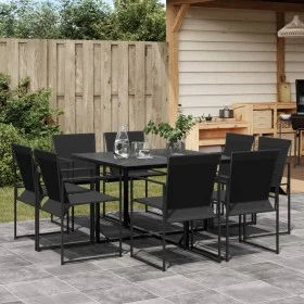 Juego de comedor para jardín 9 piezas textilene negro de , Conjuntos de jardín - Ref: Foro24-3295123, Precio: 335,42 €, Descu...