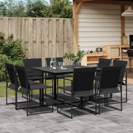 Juego de comedor para jardín 9 piezas textilene negro de , Conjuntos de jardín - Ref: Foro24-3295123, Precio: 340,71 €, Descu...