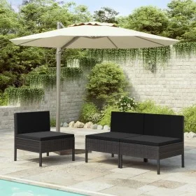 Sillas de jardín 3 unidades con cojines ratán sintético negro de vidaXL, Sillas de jardín - Ref: Foro24-310191, Precio: 205,8...