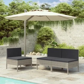 Sillas de jardín 3 unidades con cojines ratán sintético gris de vidaXL, Sillas de jardín - Ref: Foro24-310192, Precio: 212,11...